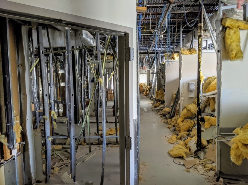 walls removed during commercial demolition in bucks county
